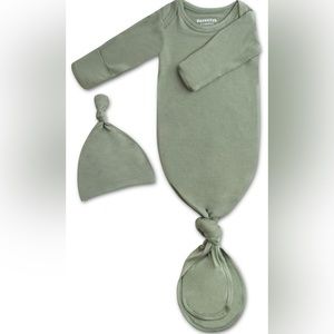 BOZENTEK baby sleep gown. Baby knotted gown. 0-3mo baby boy sleeper. Sage green